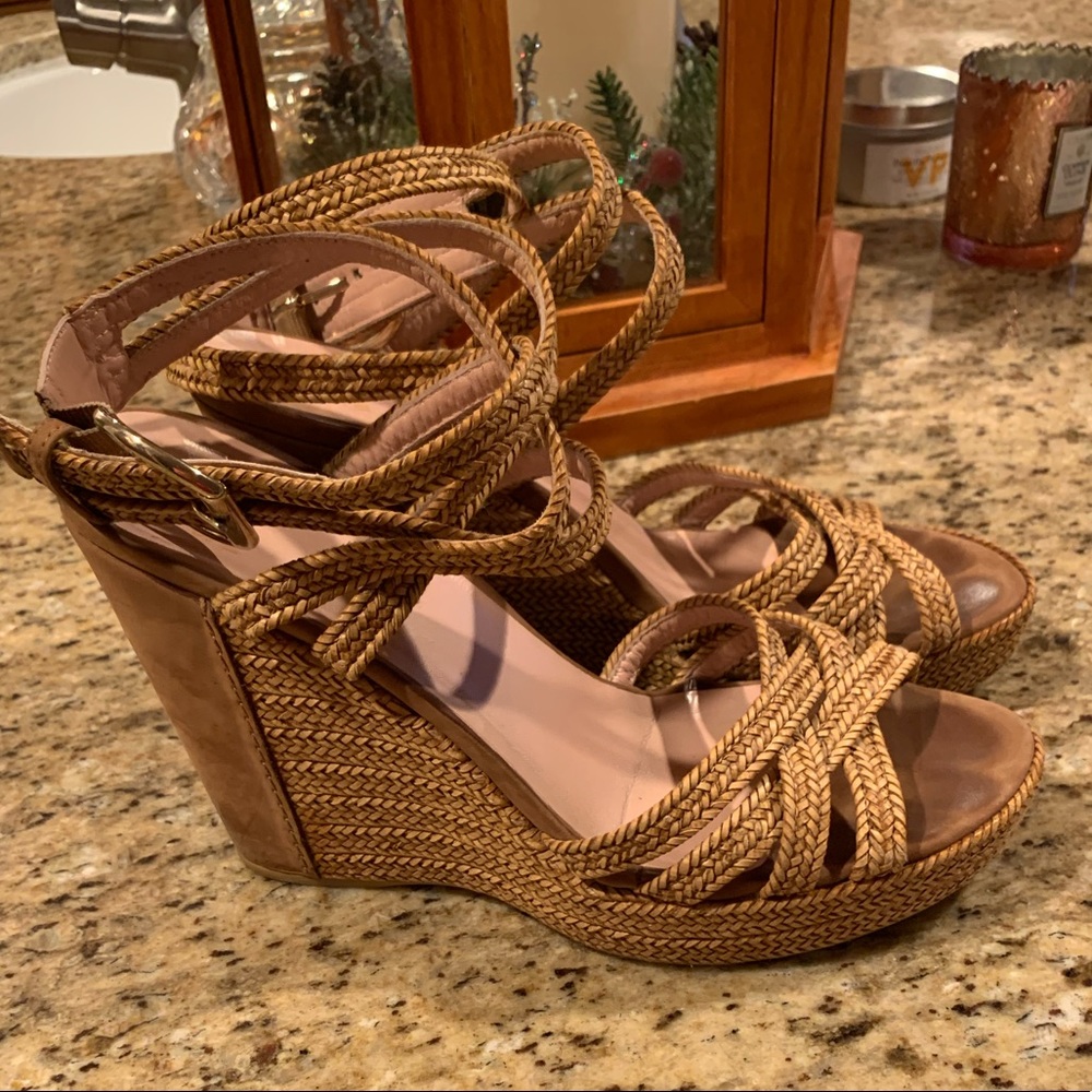 Stuart Weitzman BraidedJute PlatformWedge Sandals